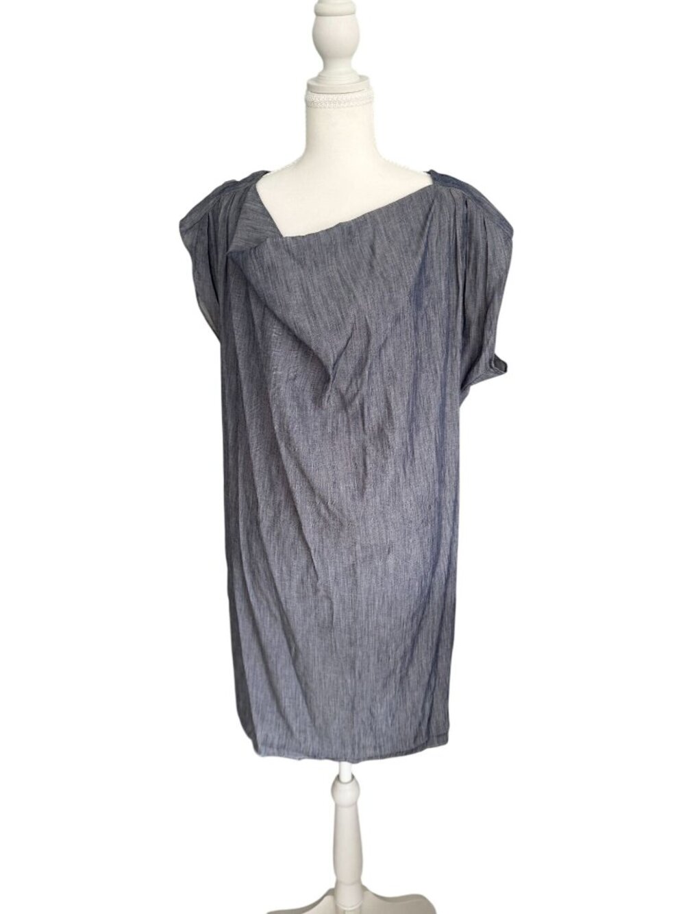 ZARA Basic Blue Cowl Neck Dress Size Large